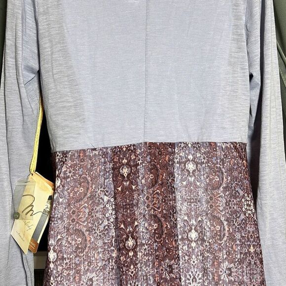 Miracle Body Women's Long Sleeve Abstract Color Block Gray/Rust Mini Dress M NWT - Picture 3 of 11